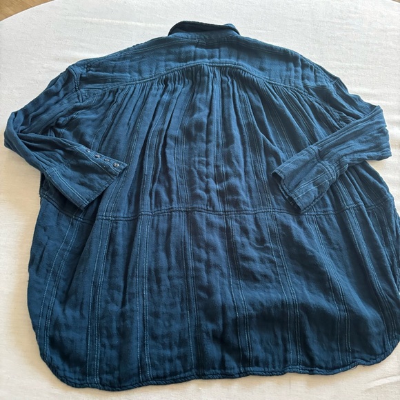 Free People Cozy Nights Oversized Gauze Button Down Tunic Top S - Picture 5 of 9